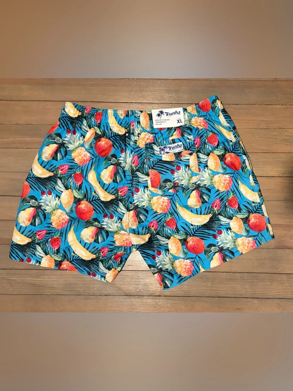 NWT Trunks Men's Blue Tropical Fruit Swim Shorts